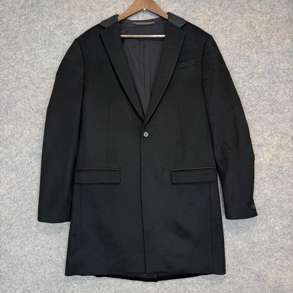 All Saints Standen Wool Coat Mens XL 42 Single Breasted Slim Overcoat Sport Blaz